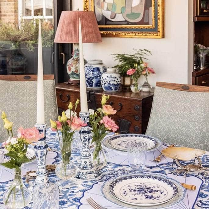 From Jaipur with Love Blue and White Tablecloth