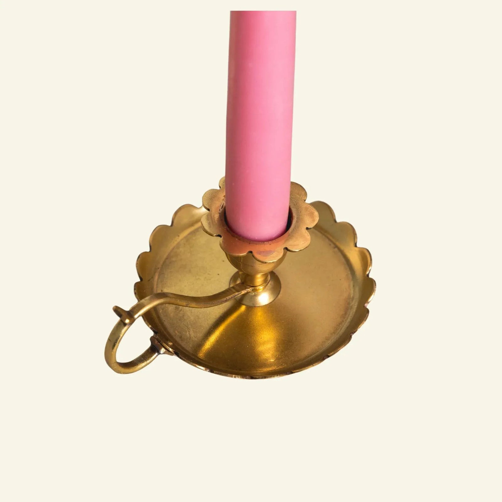 Scalloped Brass Candle Holder