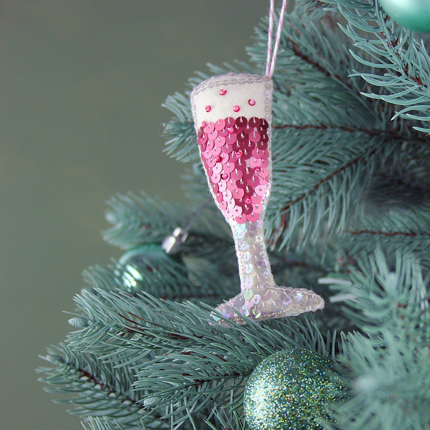 Pink Fizz Sequin Ornament Set