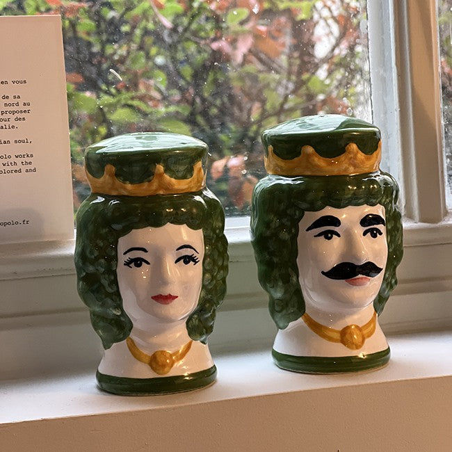 Green Sicilian Salt & Pepper Shakers