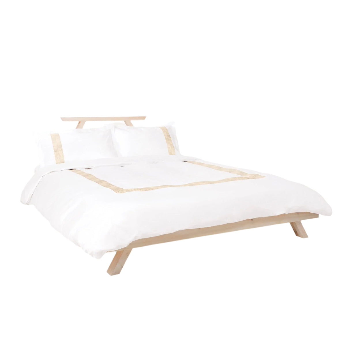 Simar Embroidered Duvet Cover - Classic White & Gold