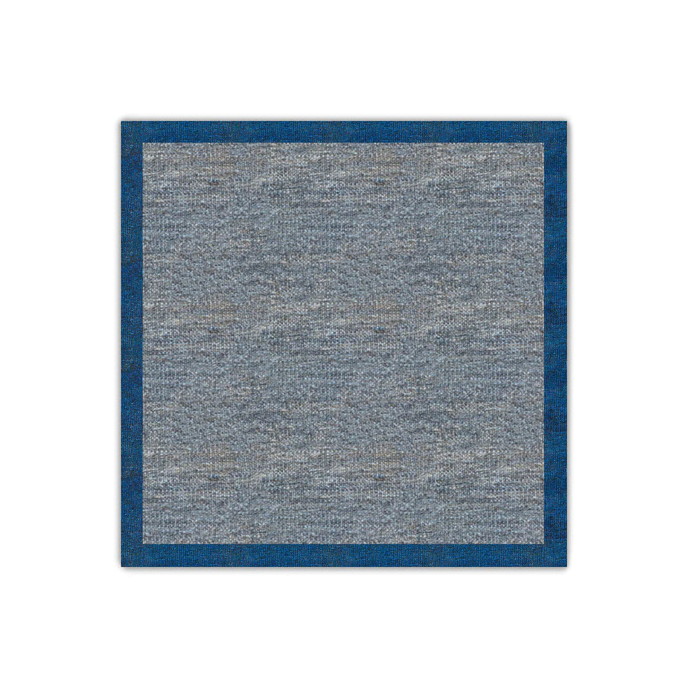 Grey with Navy Blue Border Flatweave Rug