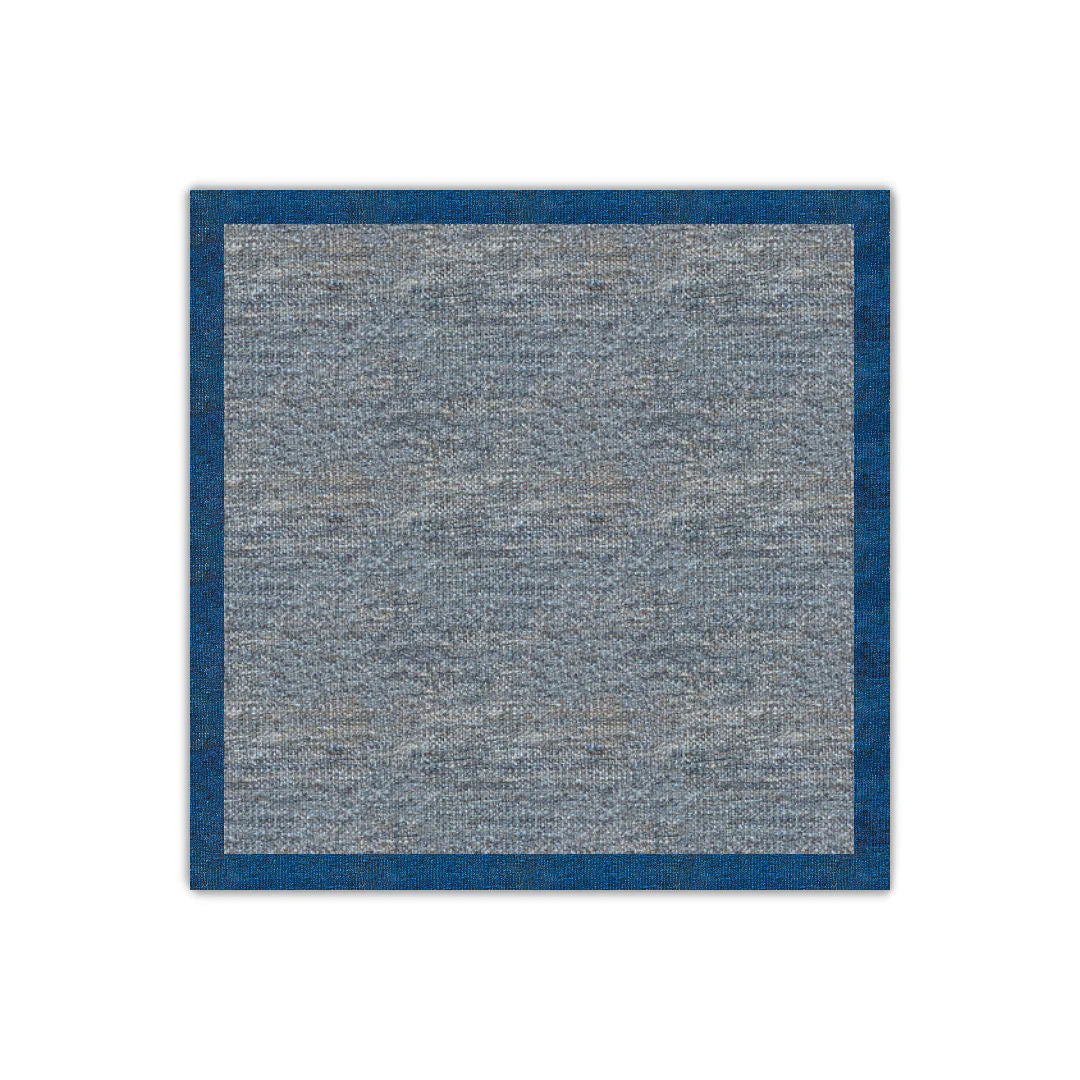 Grey with Navy Blue Border Flatweave Rug