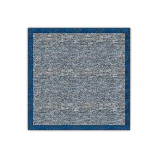 Grey with Navy Blue Border Flatweave Rug