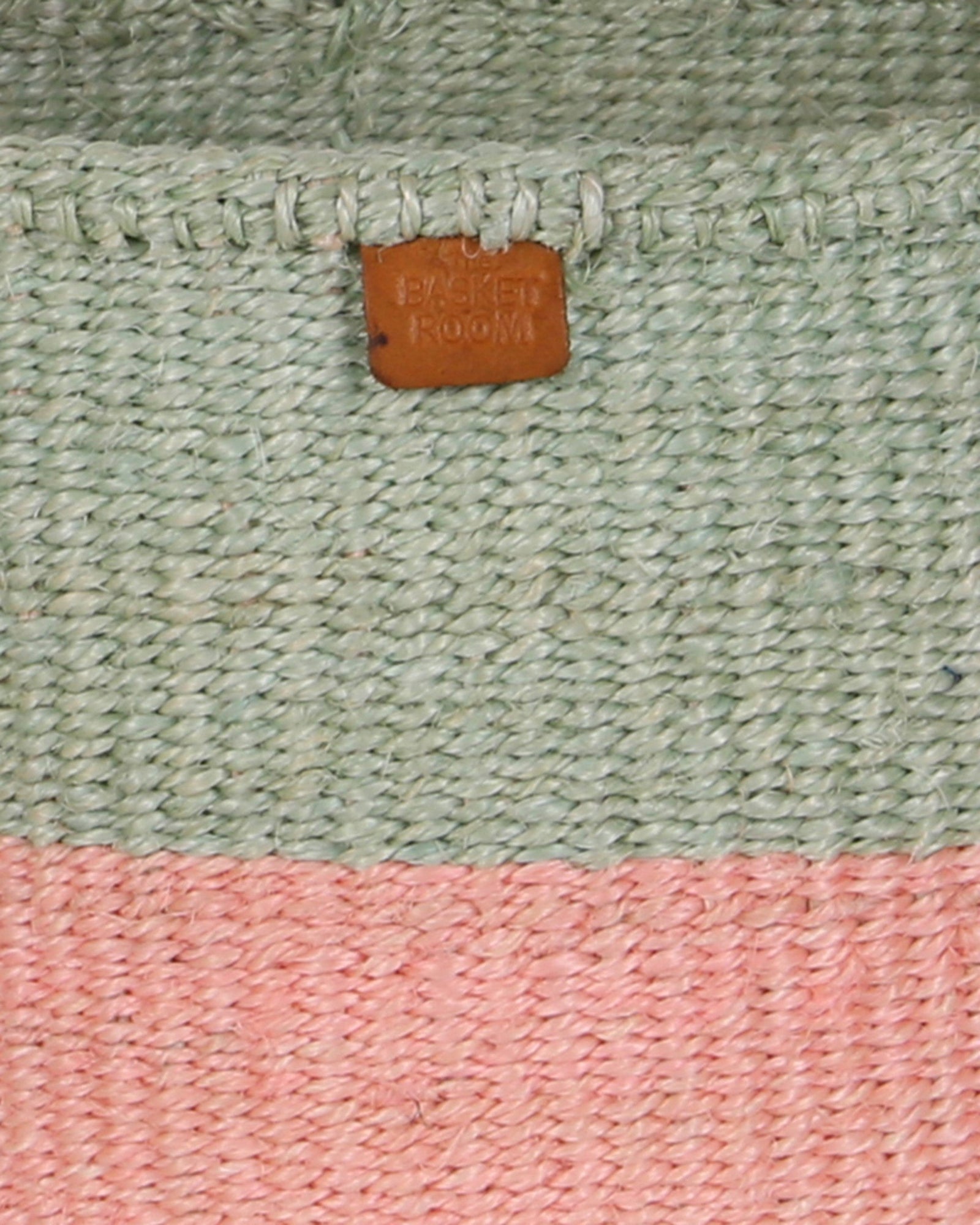 SIAFU: Sapling Green and Dusky Pink Colour Block Sisal Basket