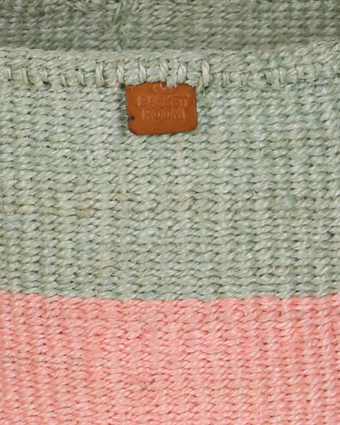 SIAFU: Sapling Green and Dusky Pink Colour Block Sisal Basket