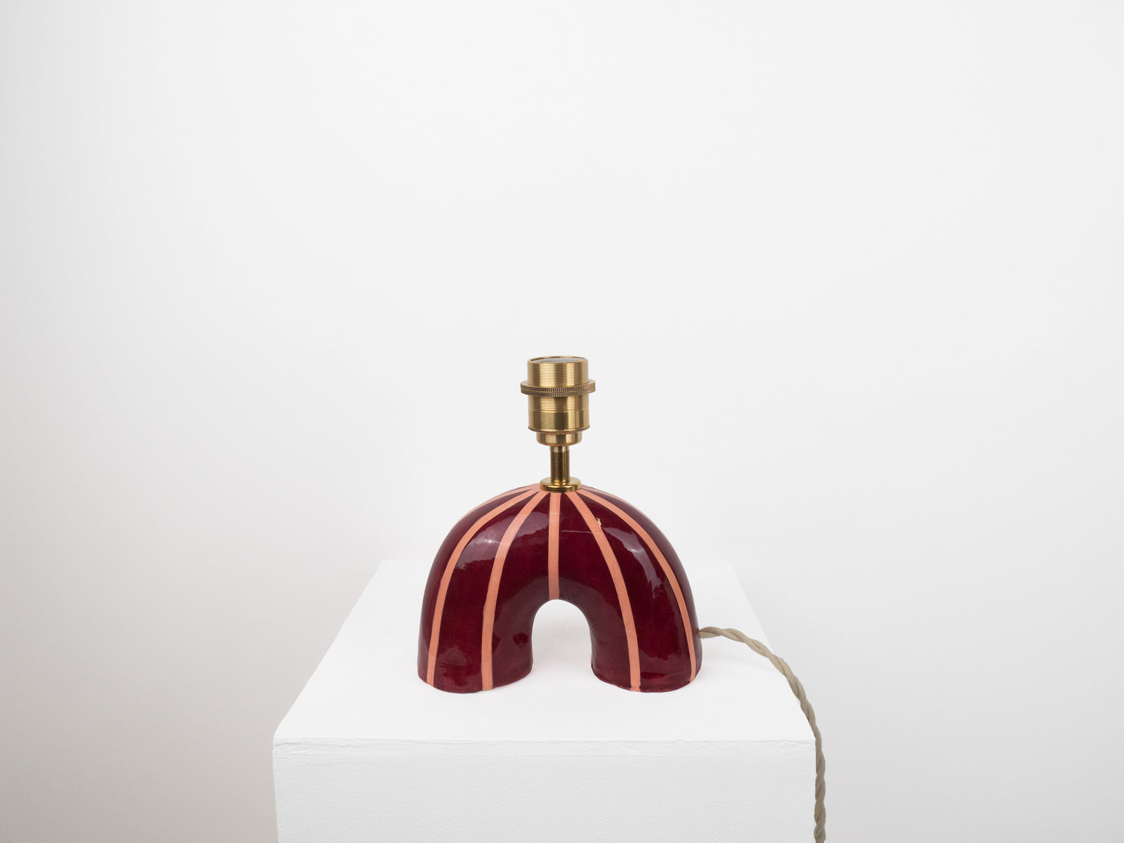 'Me' Table Lamp - Maroon Stripes