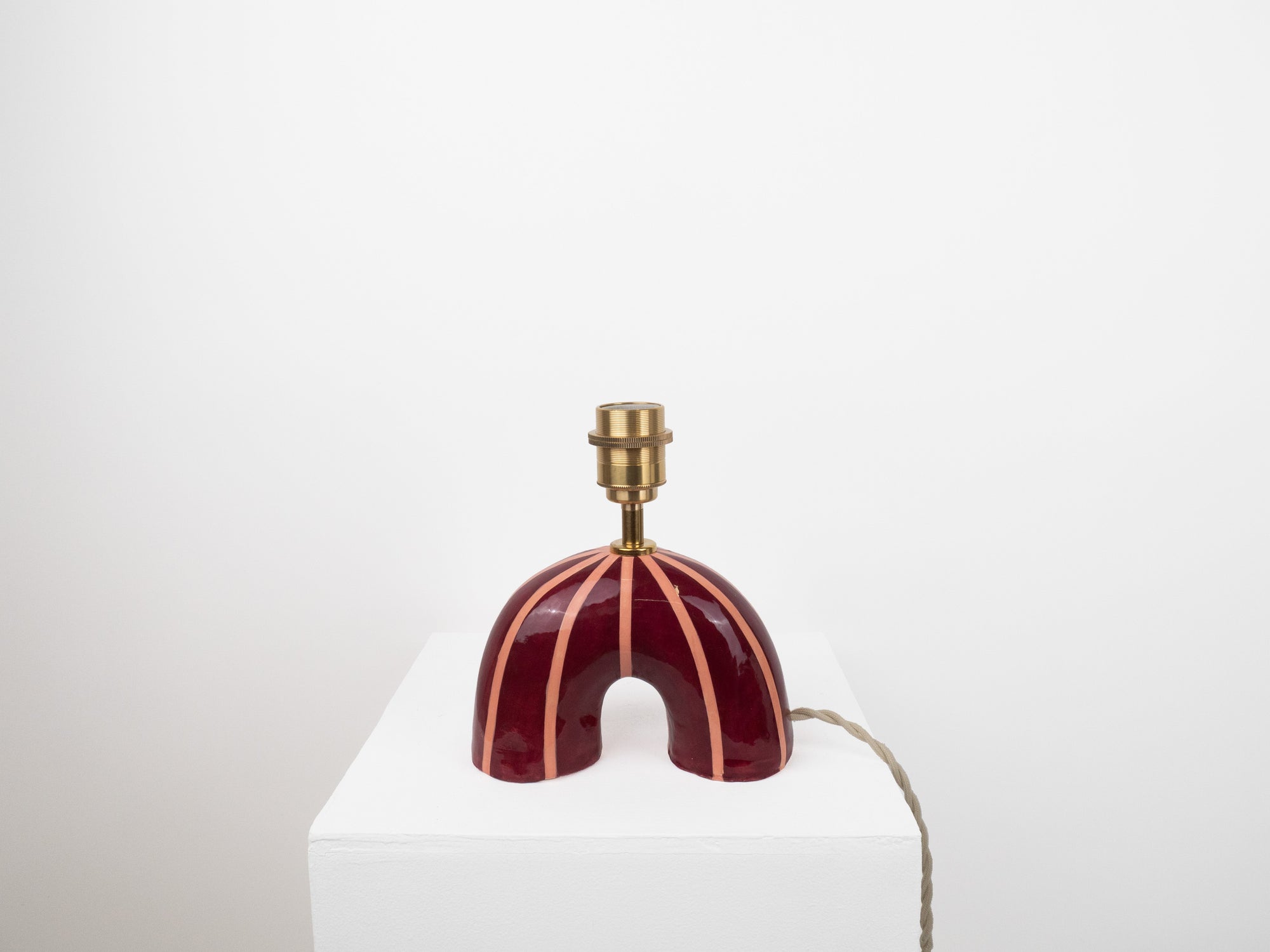 'Me' Table Lamp - Maroon Stripes