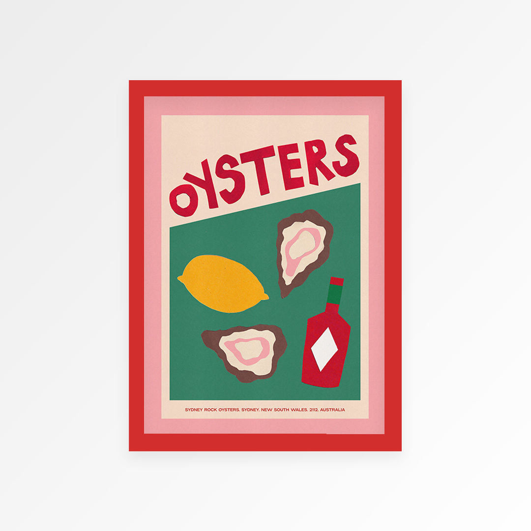 Oysters Hand Collaged Print