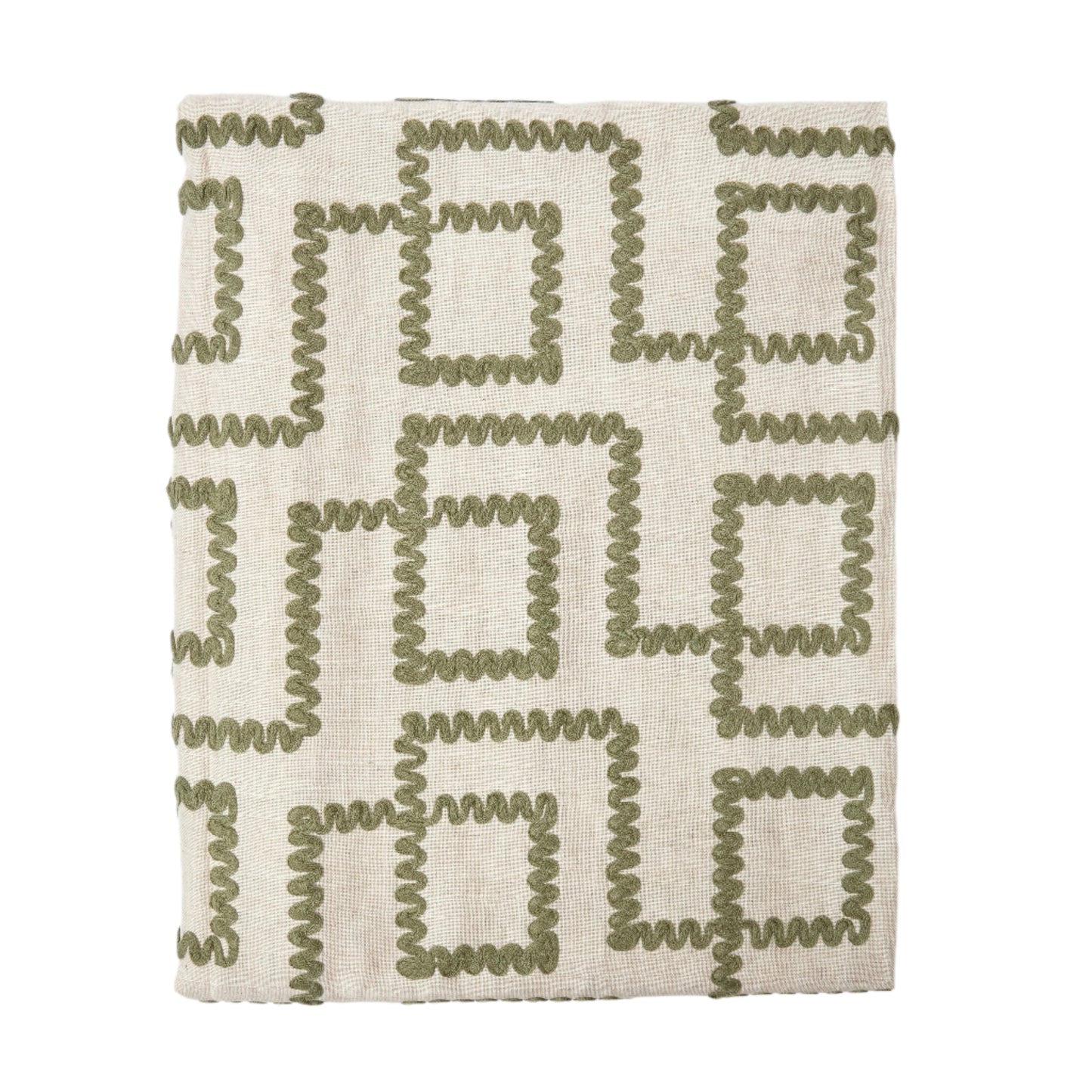 Green Rickrak Linen Tablecloth