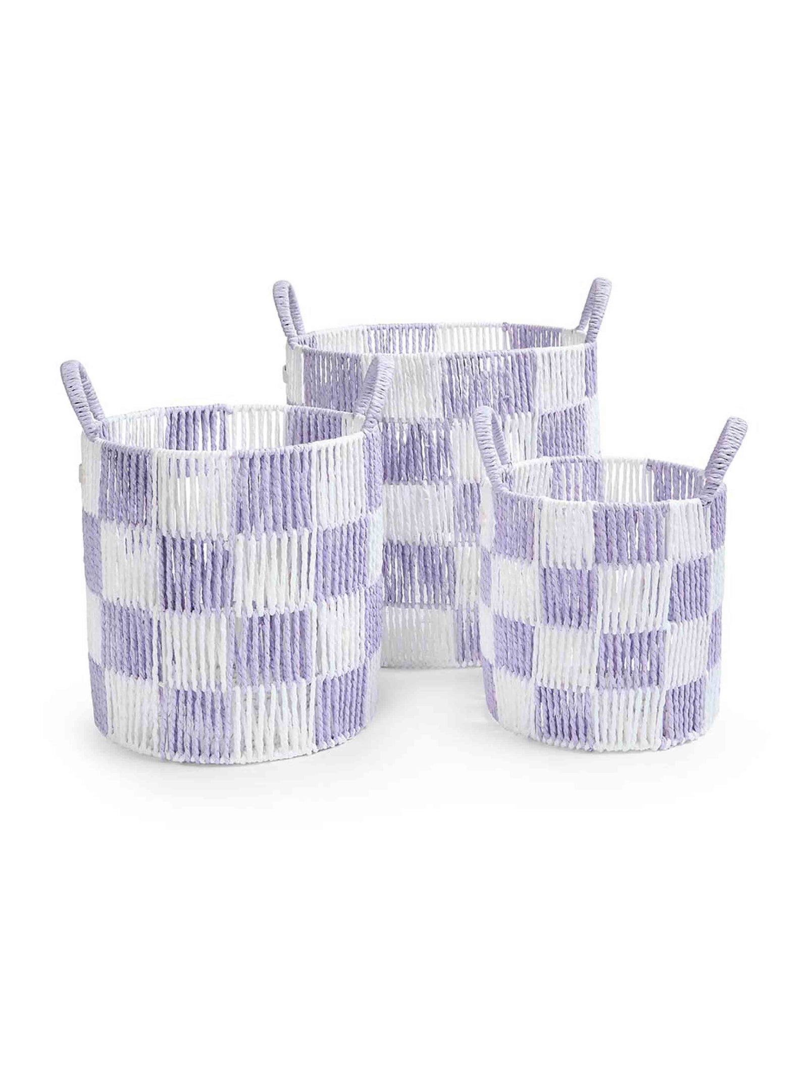 Checkerboard Storage Basket Set of 3 - Lilac