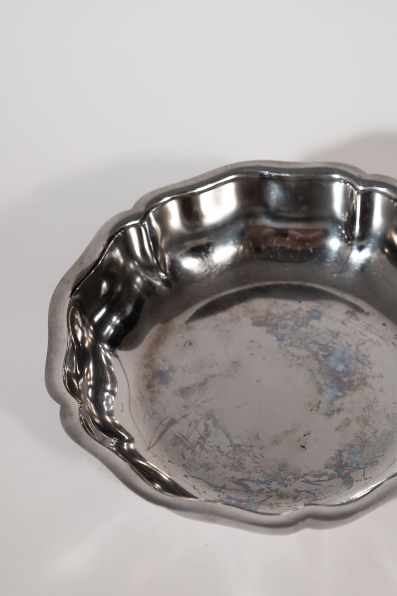 Vintage Adorned Round Silver Dish
