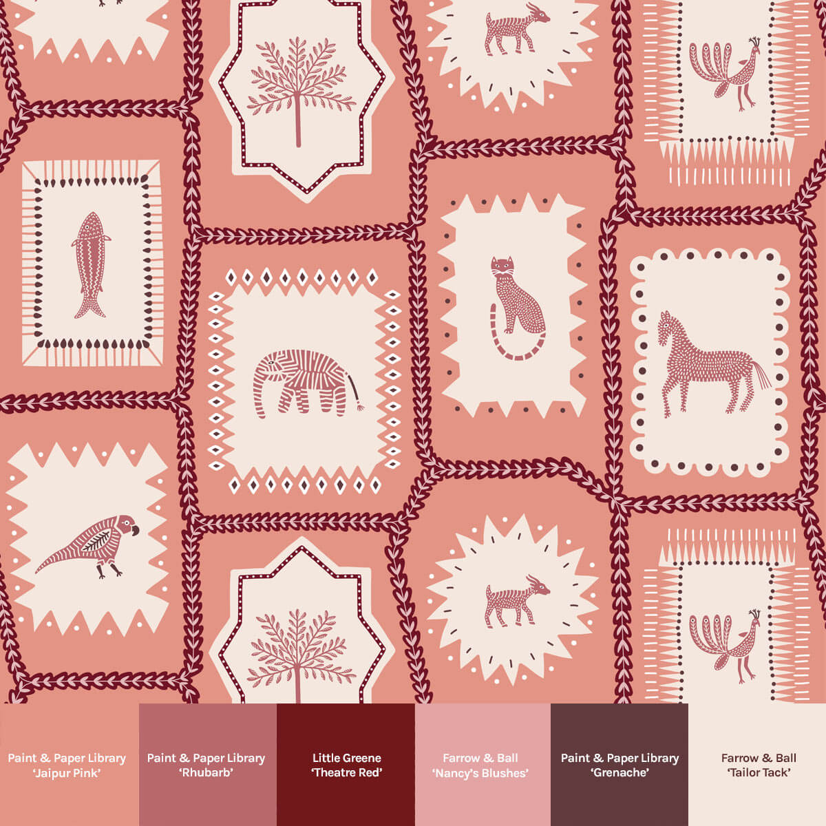 Folk Tales Wallpaper - Jaipur Pink