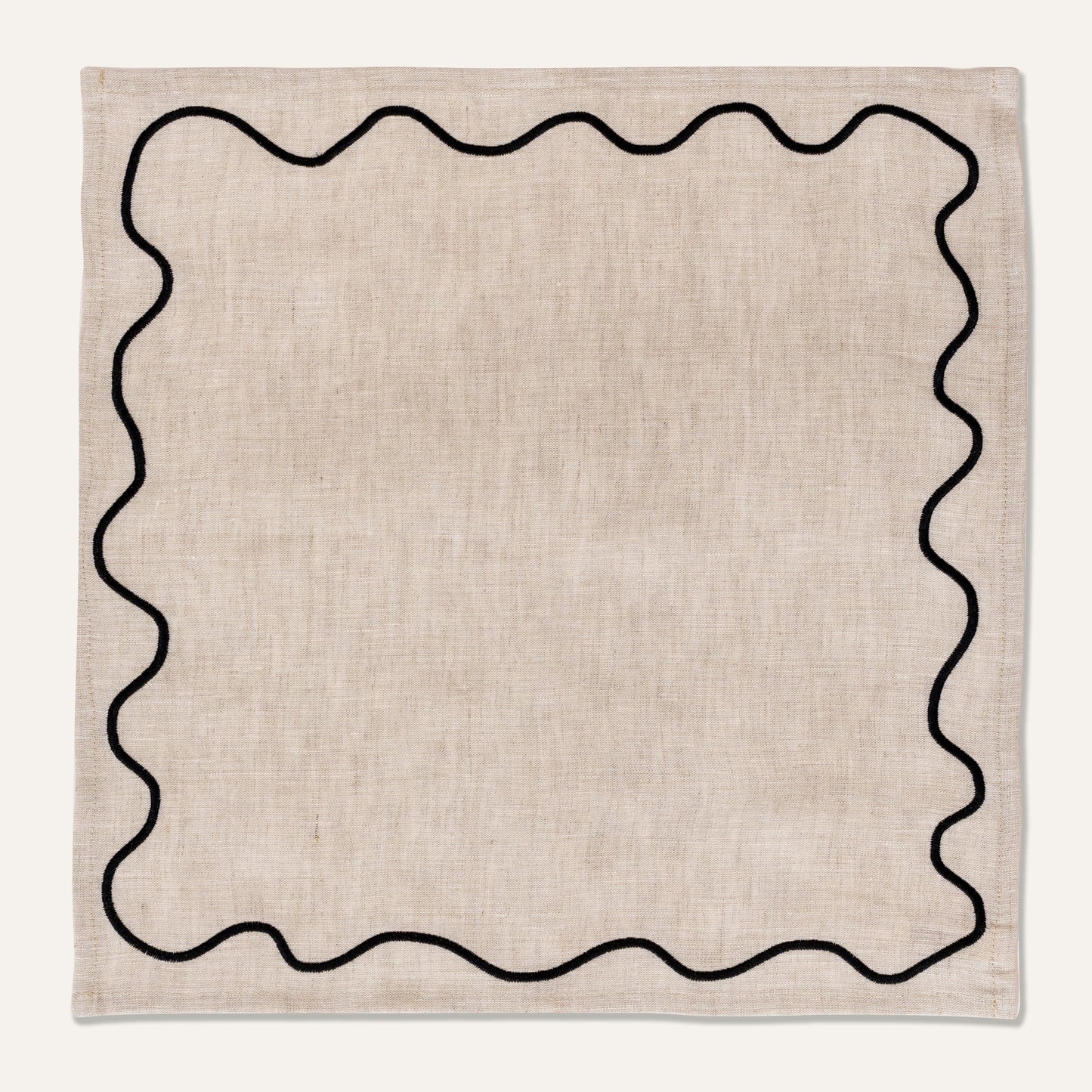 Wavy Linen Napkins Beige/Black - Set of 2