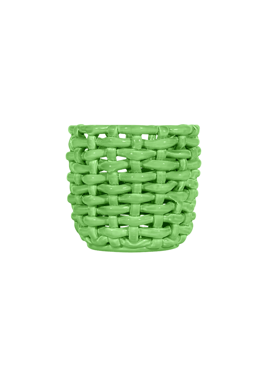 Apple Green Basketweave Planter