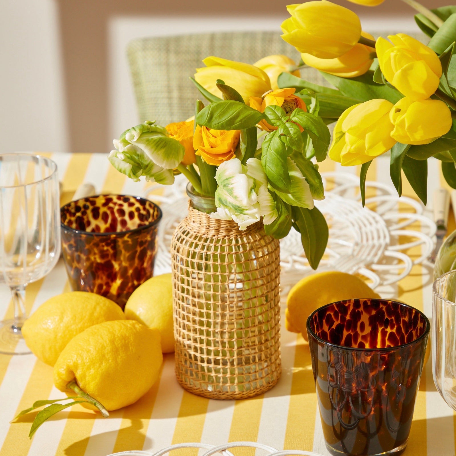 Rattan Glass Bud Vase (Pair)