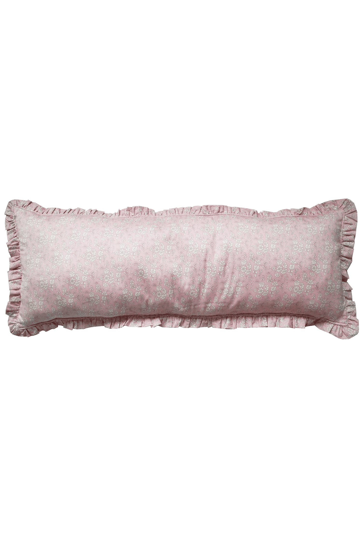 Ruffle Bolster Lumbar Cushion Made With Liberty Fabric Capel Pink
