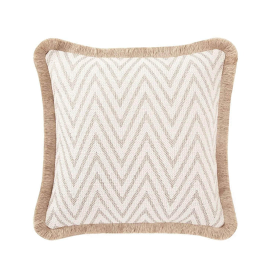 Pillow Cover - The Herringbone Elegance (Large Pattern) Pillow Cover - Beige & Light Grey Mix