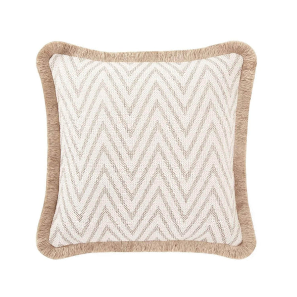 Pillow Cover - The Herringbone Elegance (Large Pattern) Pillow Cover - Beige & Light Grey Mix
