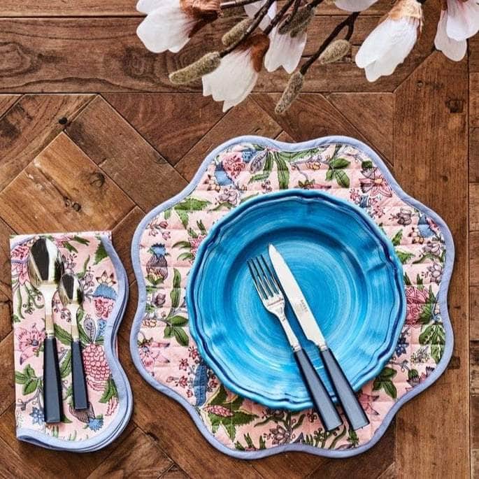 Italian Hand Painted Stoneware Plates Blue - Set of 4