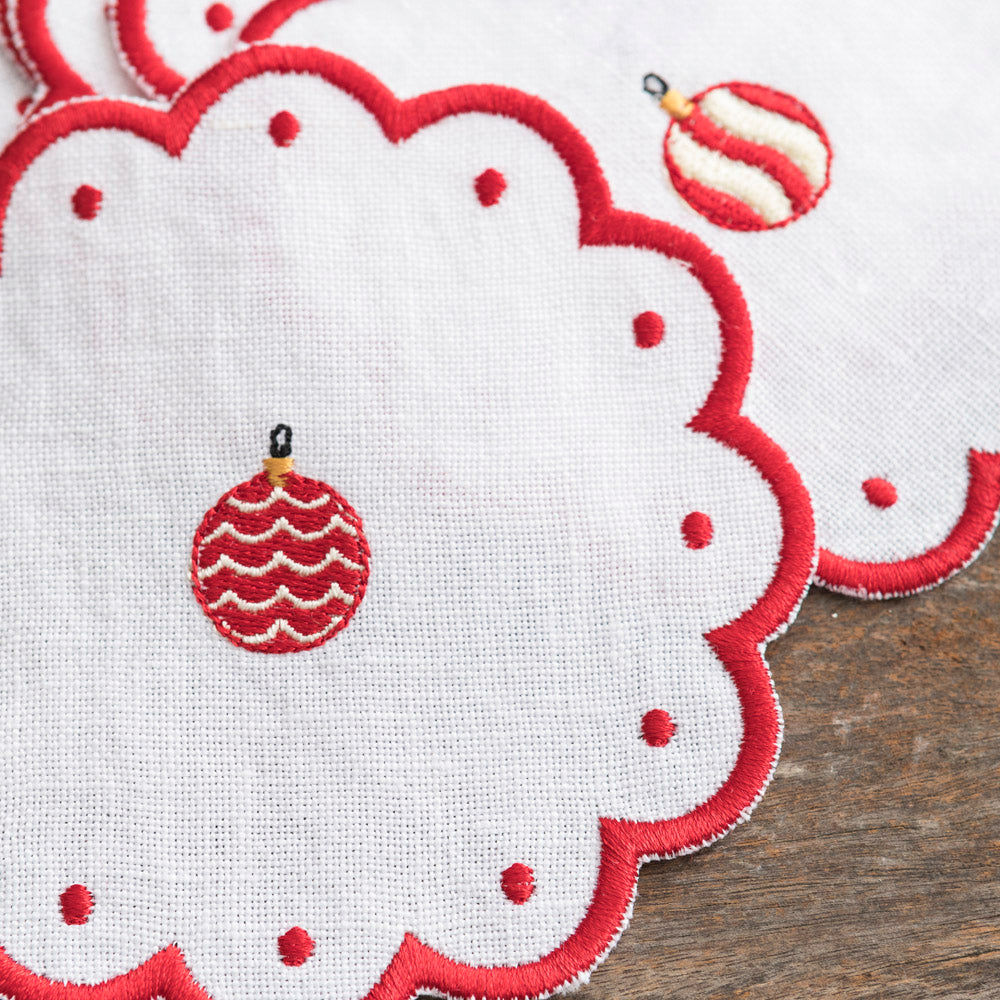 Wavy Christmas Ball Cocktail Napkins x 6