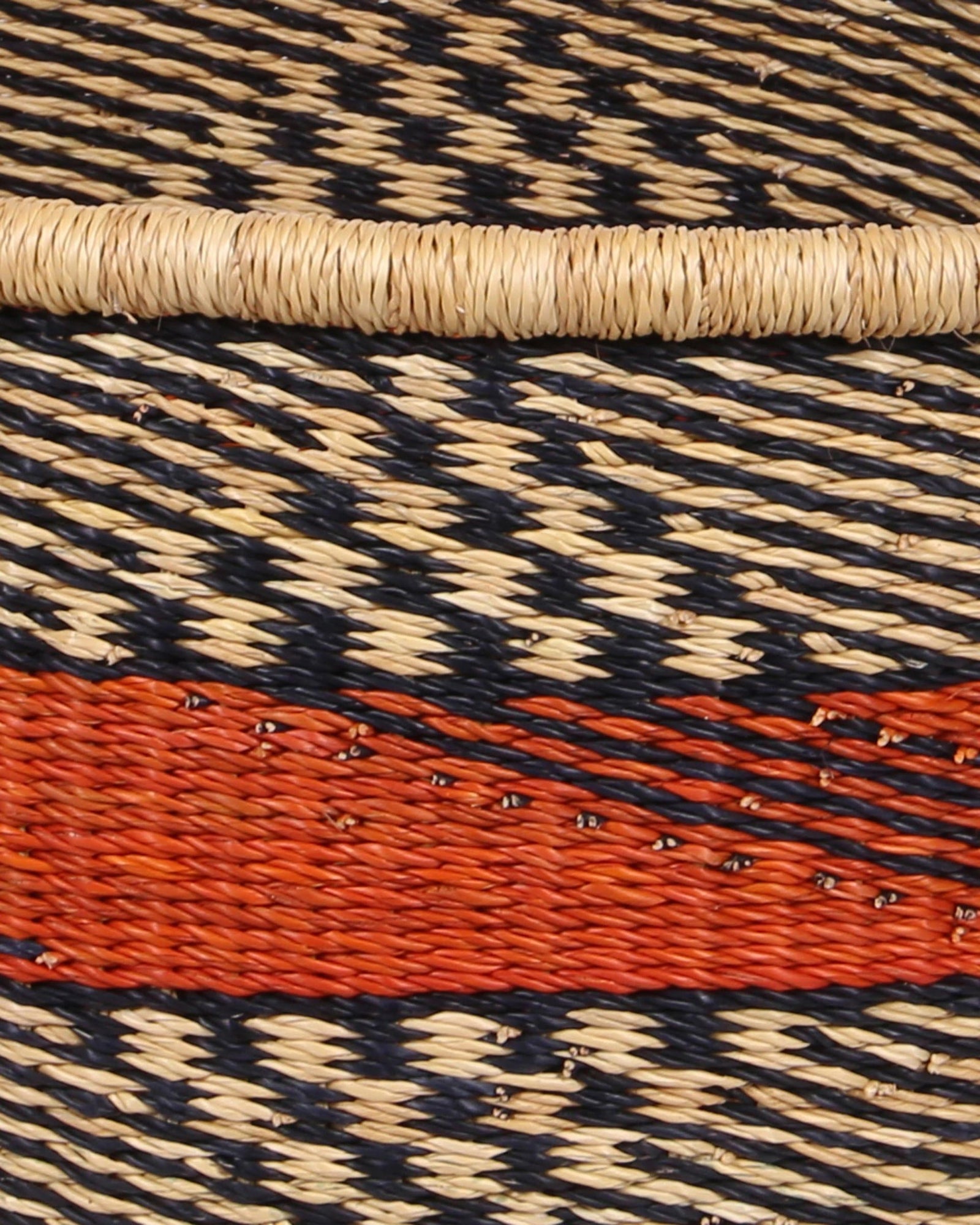 OESE: Small Black and Burnt Orange Floor Storage Basket with Handles
