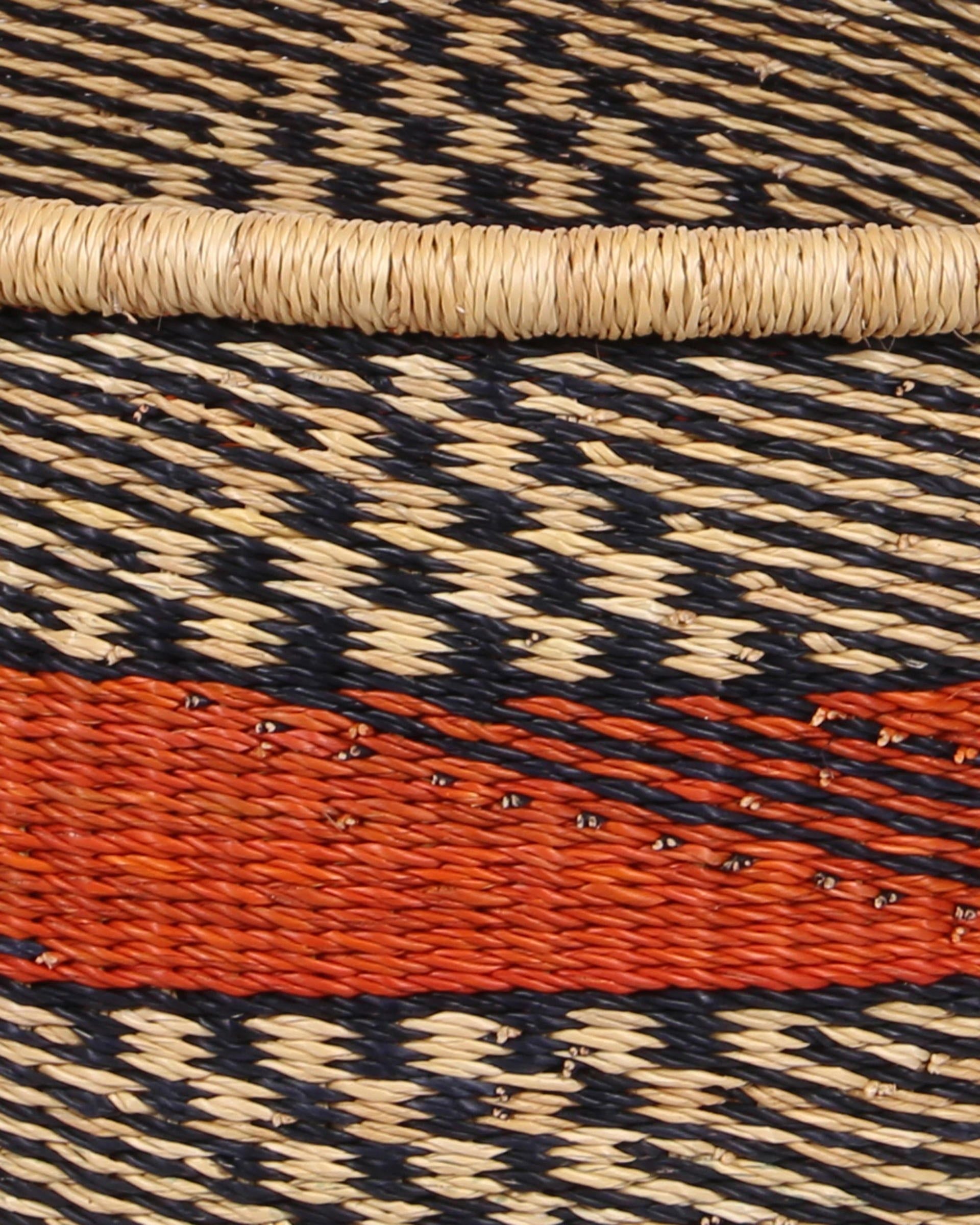 OESE: Small Black and Burnt Orange Floor Storage Basket with Handles