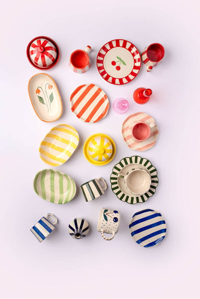 Ceramic Cherry Dessert Plate - Red