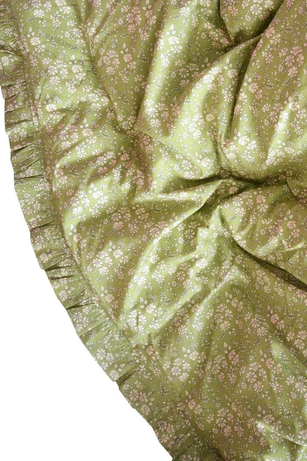 Reversible Ruffle Edge Heirloom Quilt Made With Liberty Fabric Betsy Sage & Capel Pistachio