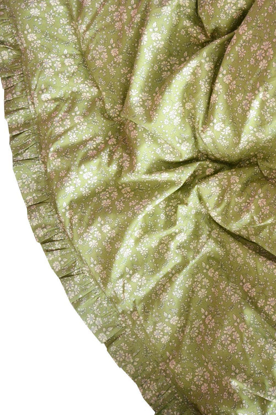 Reversible Ruffle Edge Heirloom Quilt Made With Liberty Fabric Betsy Sage & Capel Pistachio