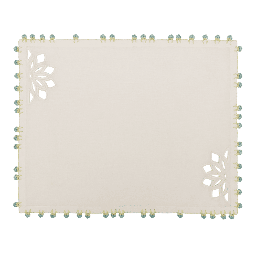 Hand Embroidered & Crochet Placemat (Set of 4) – 14x18 in