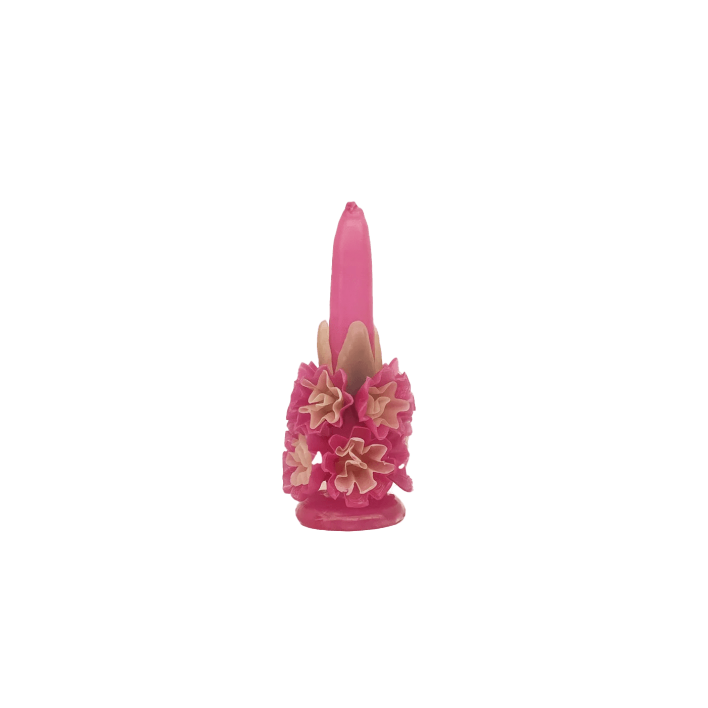 Mini Floral Handpoured Beeswax Candle | Hot Pink