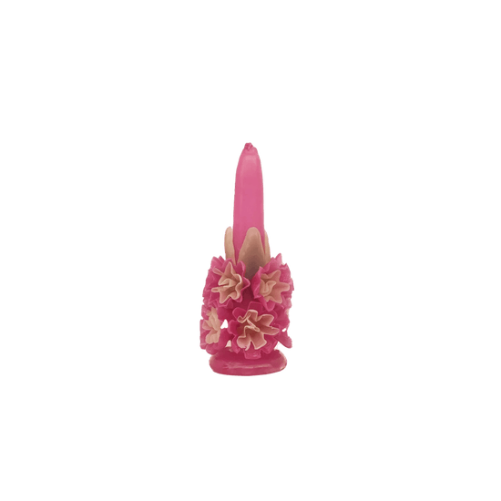 Mini Floral Handpoured Beeswax Candle | Hot Pink
