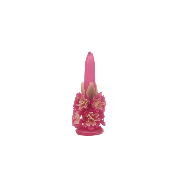 Mini Floral Handpoured Beeswax Candle | Hot Pink