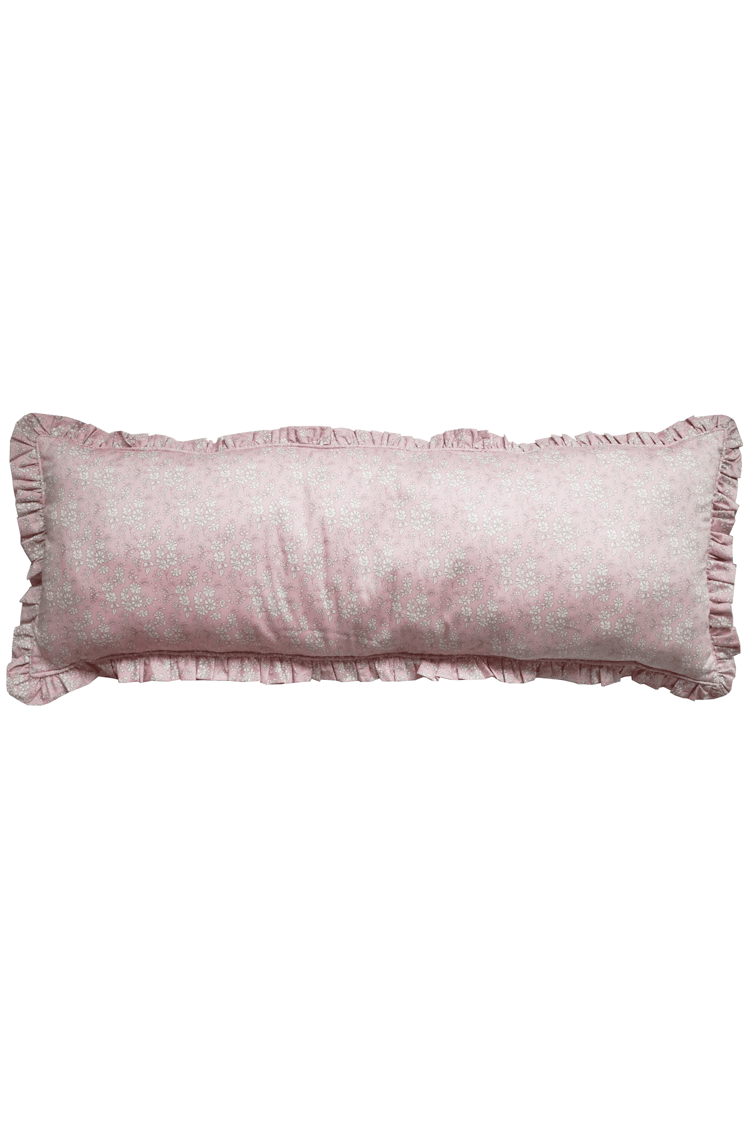 Ruffle Bolster Lumbar Cushion Made With Liberty Fabric Capel Pink