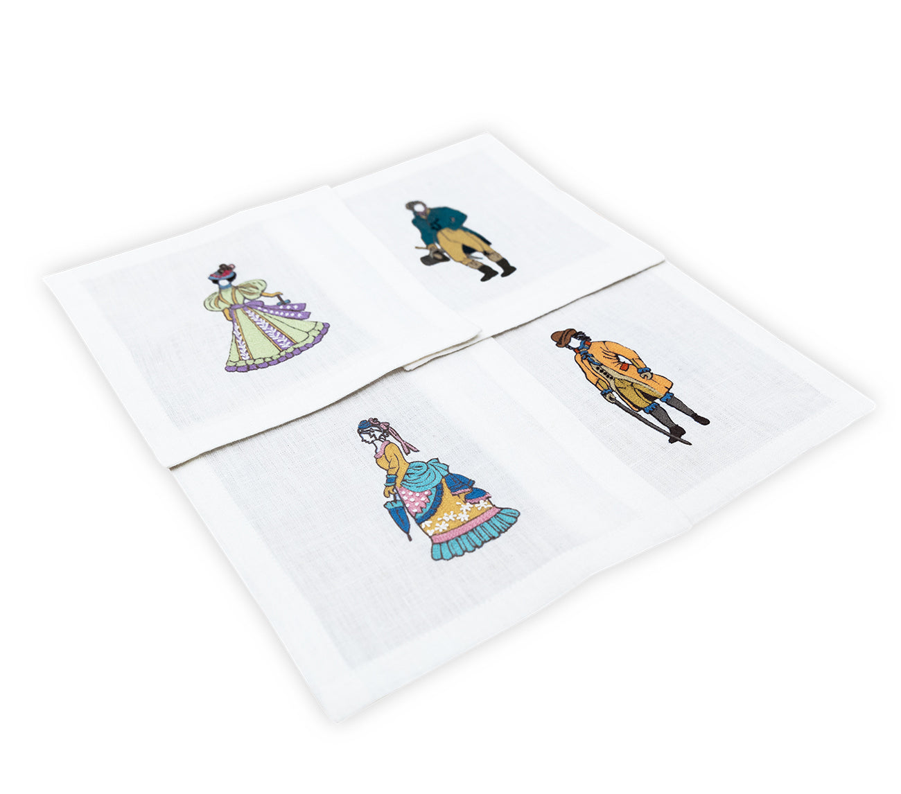 Embroidered Table Linen - Victorian Cocktail Napkins 3 (Set of 4)