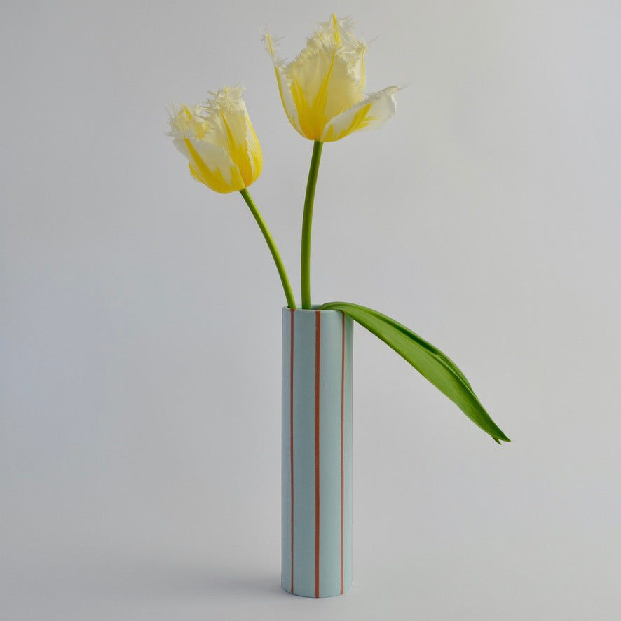 Coloured Striped Vase Ocean Blue