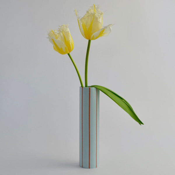Coloured Striped Vase Ocean Blue