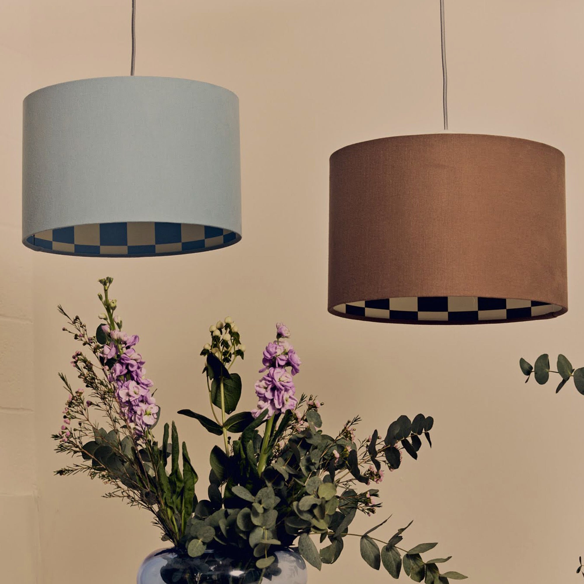 Bark Brown Checkered Drum Shade