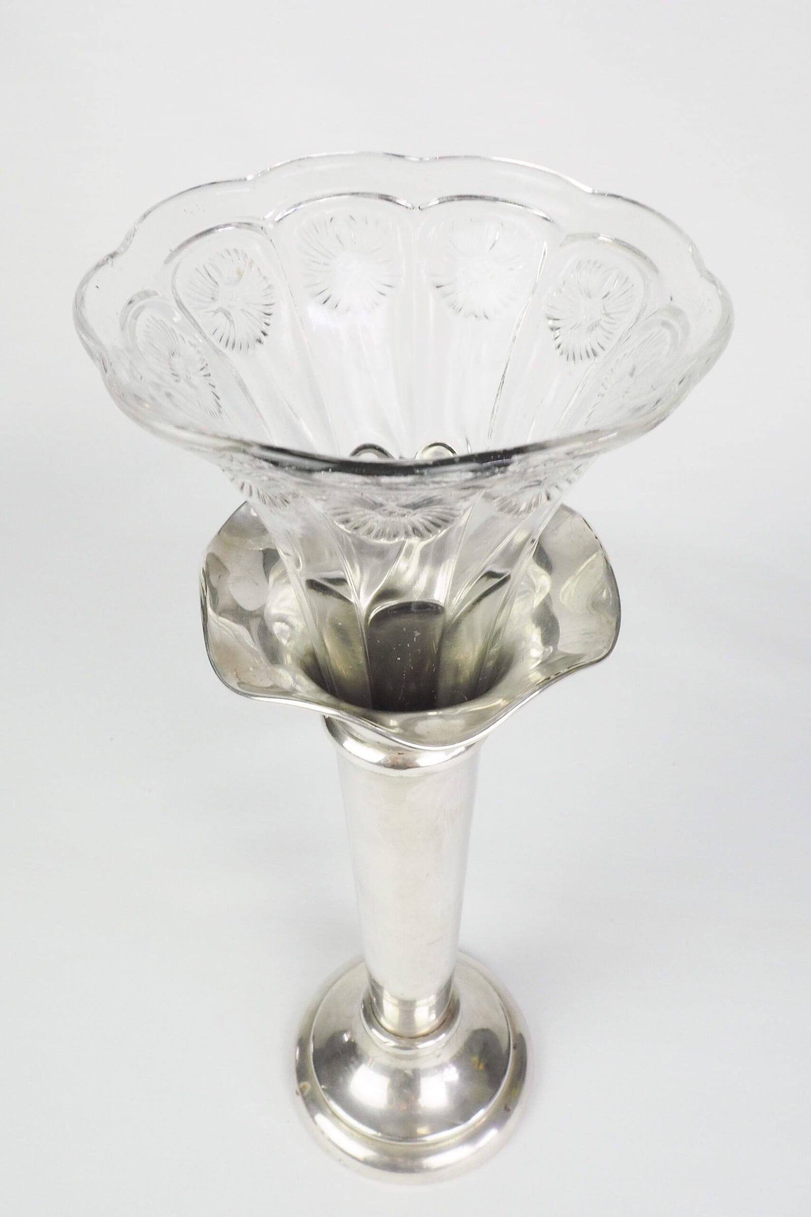 Silver Plate and Glass Bud Vase