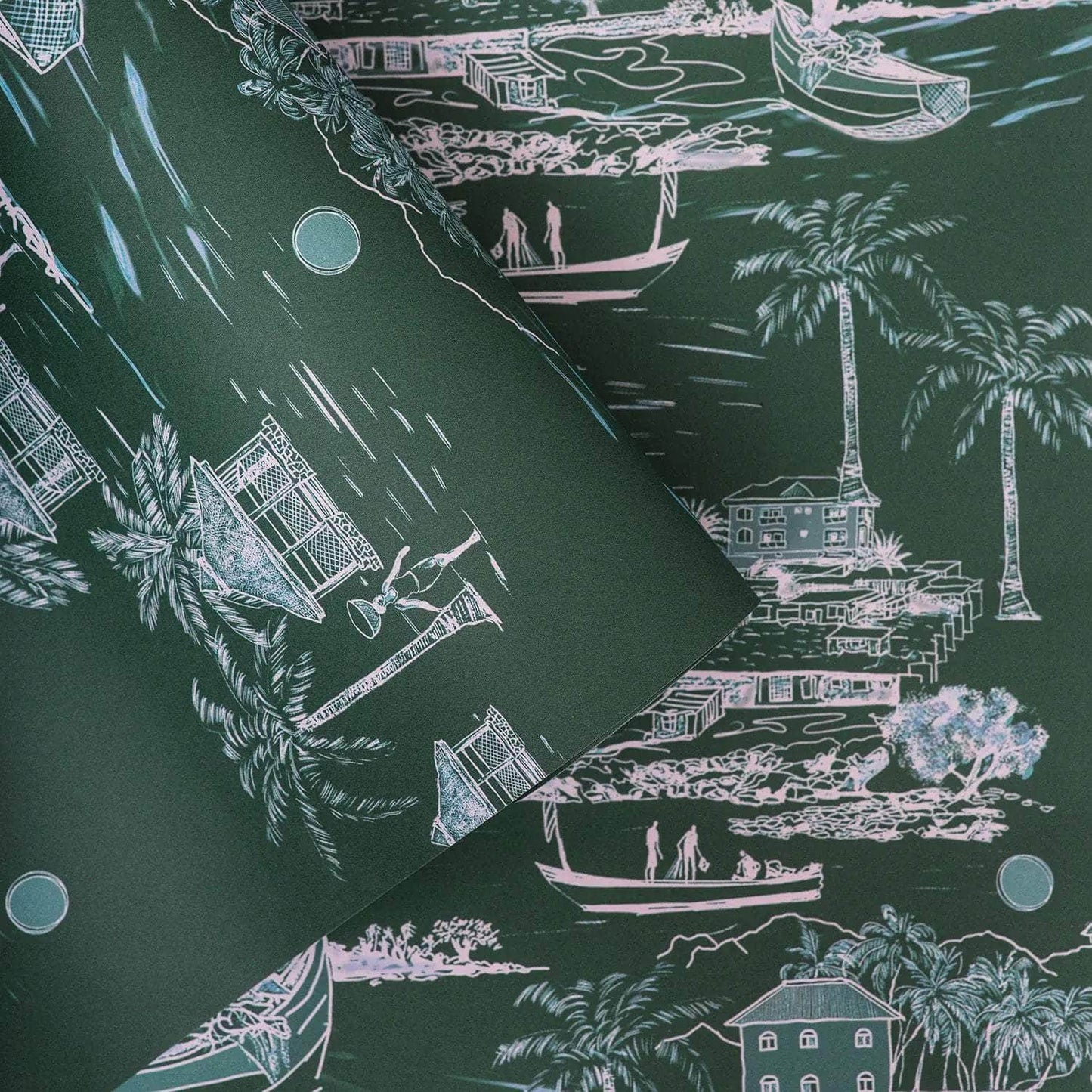 Banana Island Palm Green Wallpaper