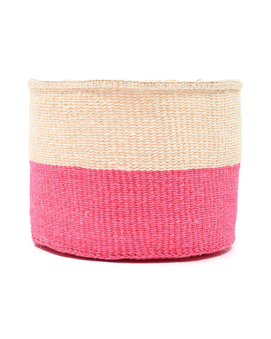 HOJI: Hot Pink Colour Block Woven Basket