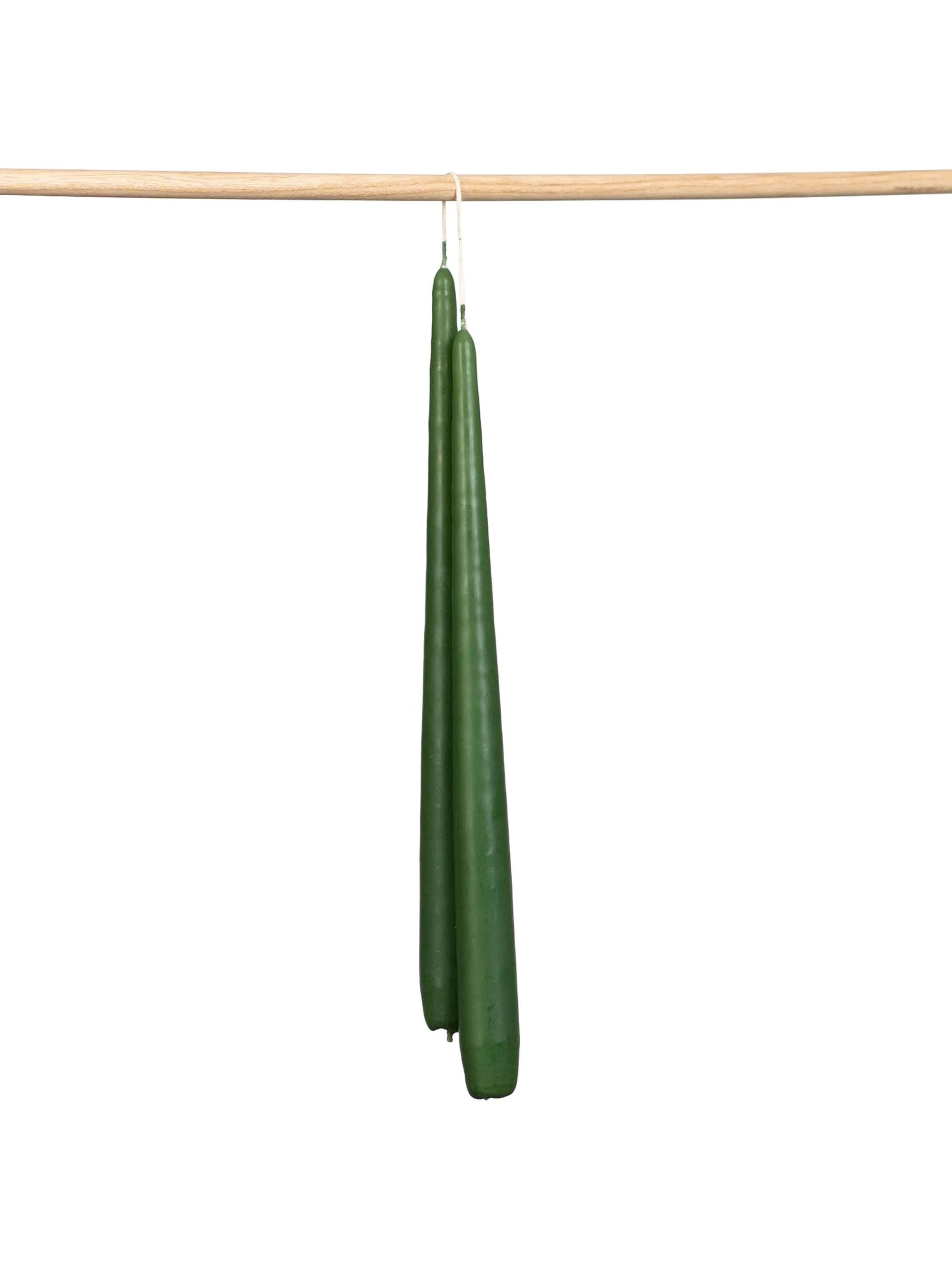 Dark Green Tapered Candles - Set of 2
