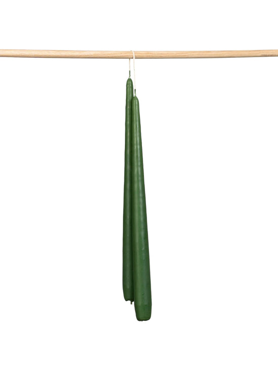 Dark Green Tapered Candles - Set of 2