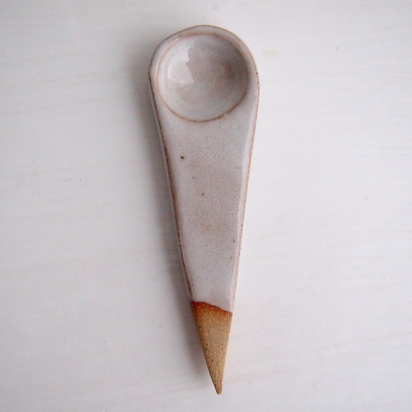 Handmade Mini White Ceramic Salt or Spice Spoon