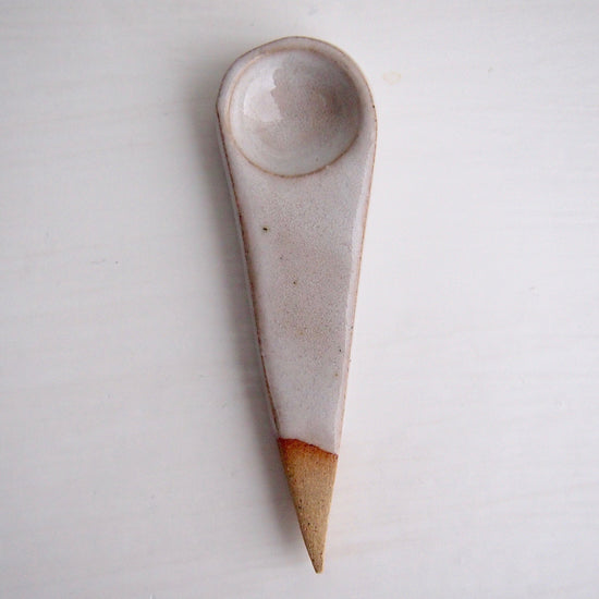 Handmade Mini White Ceramic Salt or Spice Spoon