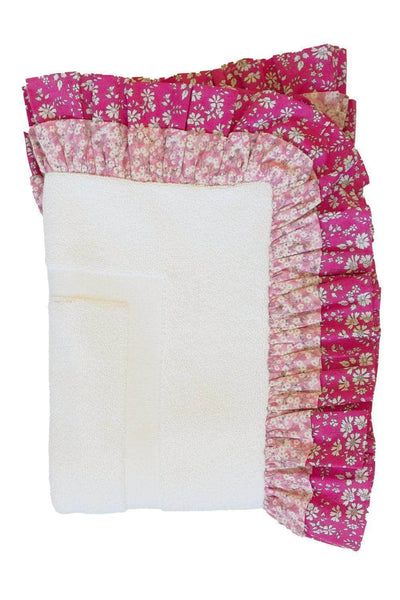 Ruffle Edge Bath Mat Made With Liberty Fabric Mitsi Valeria & Capel Fuchsia
