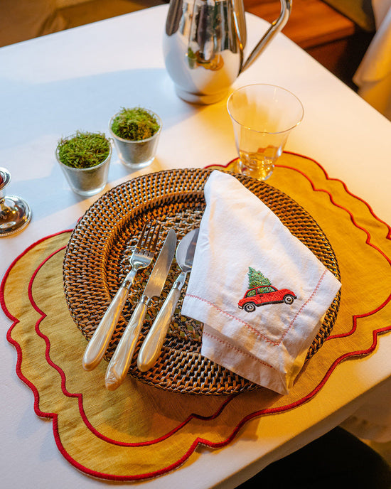 Clou Placemat, Mustard with Bordeaux