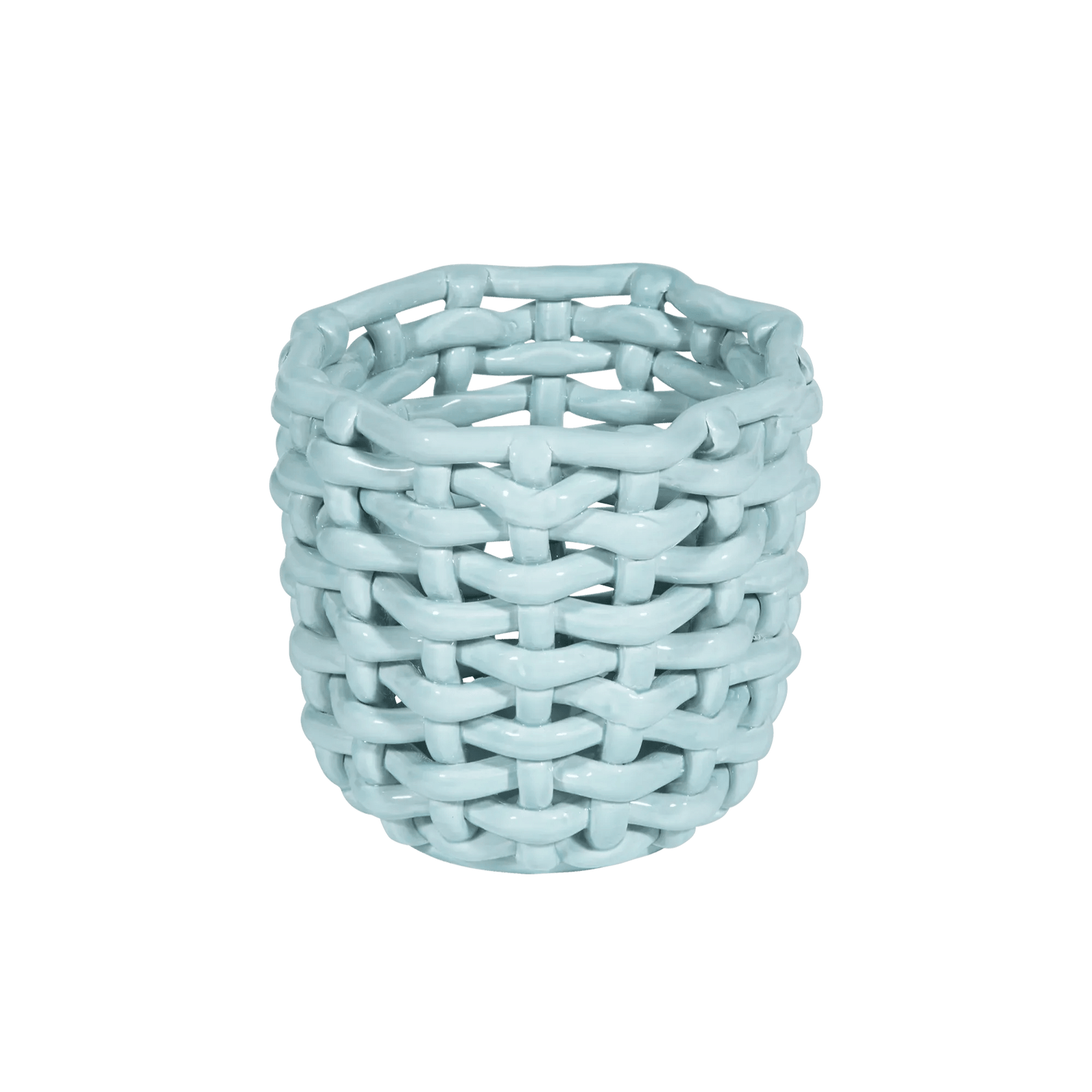 Sky Blue Basketweave Planter