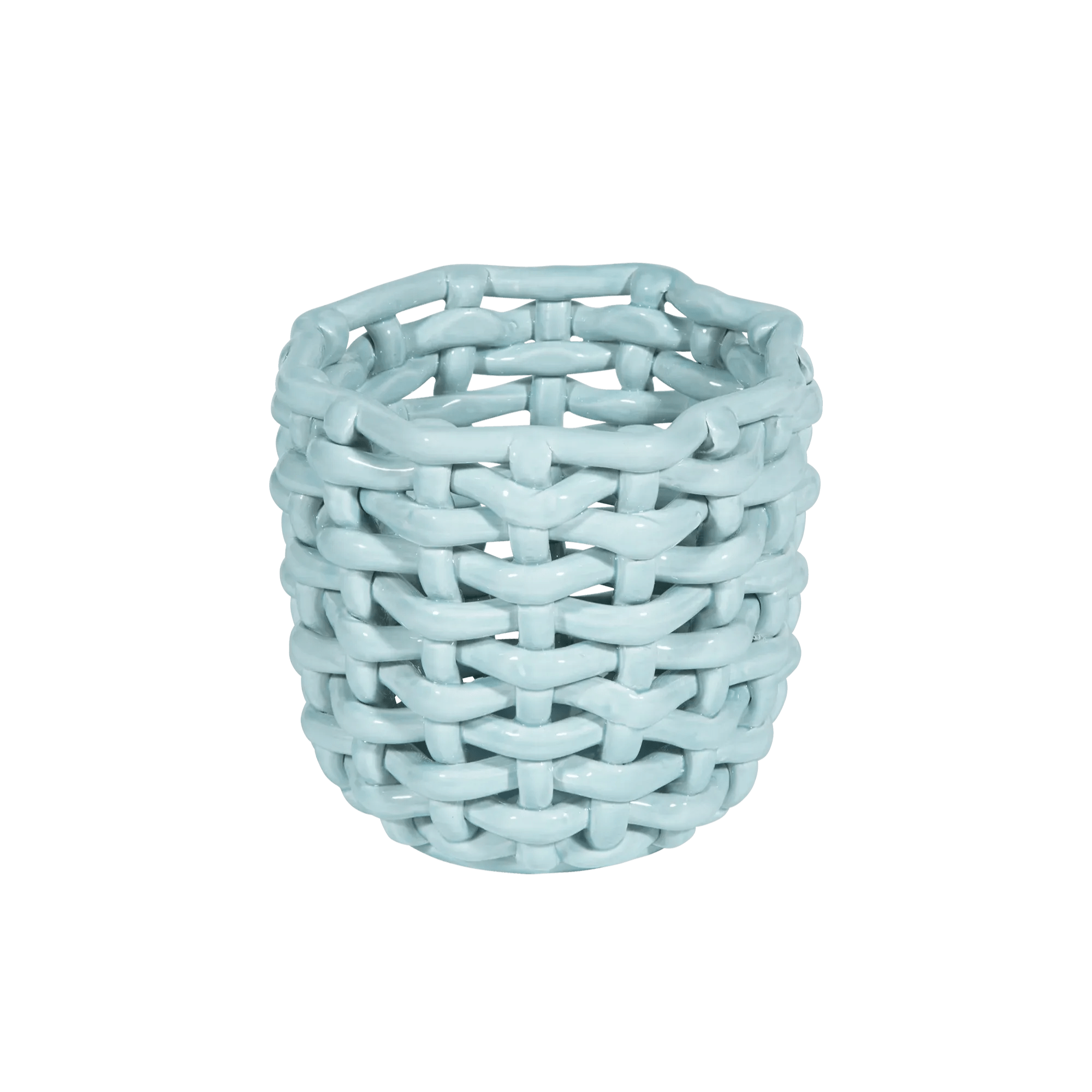 Sky Blue Basketweave Planter